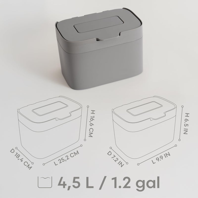 KAZAI. Compost Bin Kitchen 'Elin' | 1.2 GAL / 4.5L Countertop Compost Bin with Lid & Carbon Filter | Odor-Free, Dishwasher Safe, with Inner Bucket | Small Indoor Kitchen Composter | Stone-Gray - Image 2
