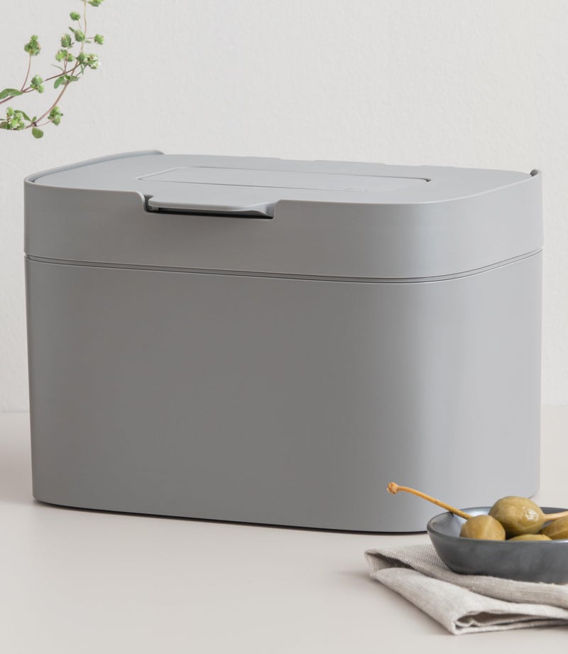 KAZAI. Compost Bin Kitchen 'Elin' | 1.2 GAL / 4.5L Countertop Compost Bin with Lid & Carbon Filter | Odor-Free, Dishwasher Safe, with Inner Bucket | Small Indoor Kitchen Composter | Stone-Gray - Image 1