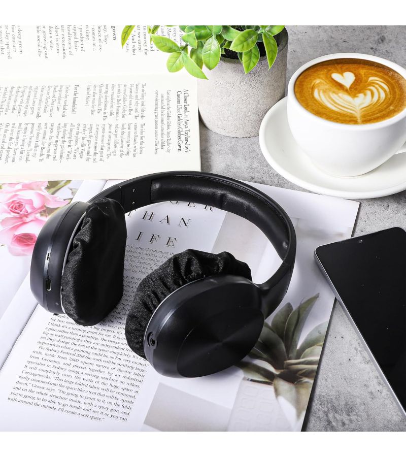 Black Washable Stretchable Headphone Earpads Sweatproof for Gym Black 4pcs - Image 5