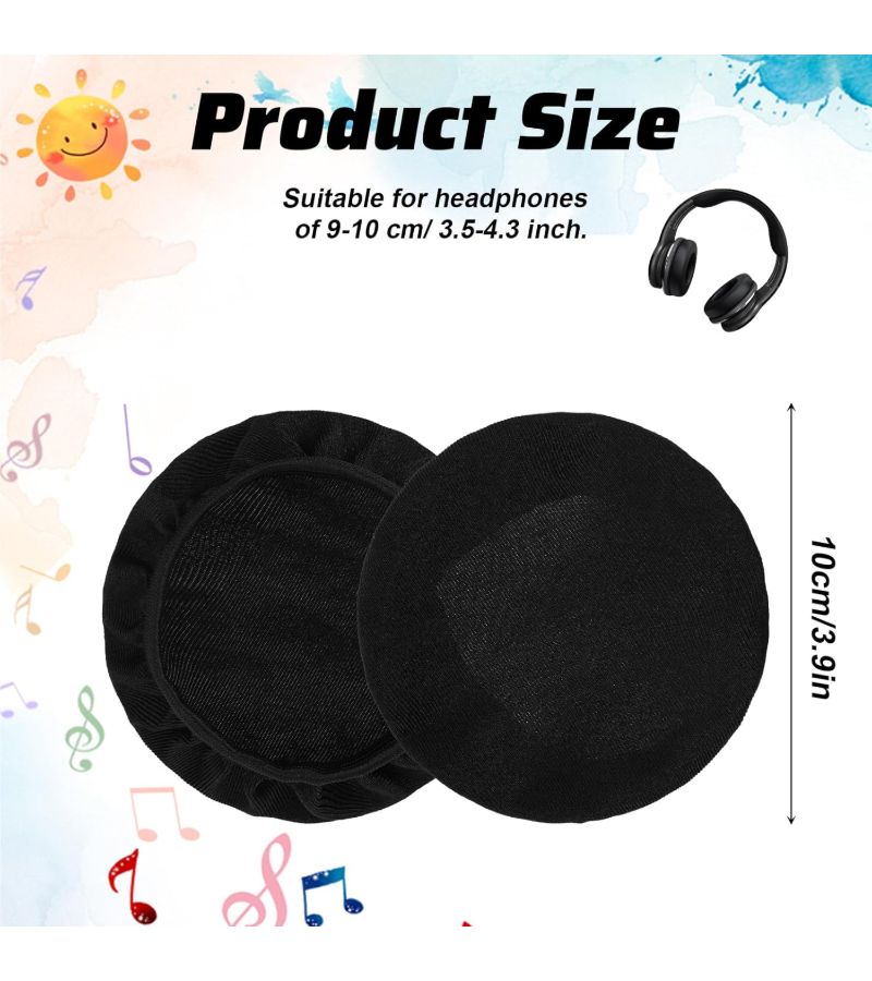 Black Washable Stretchable Headphone Earpads Sweatproof for Gym Black 4pcs - Image 2