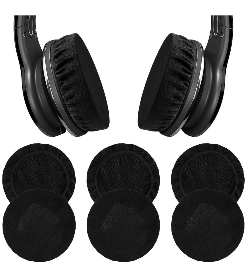 Black Washable Stretchable Headphone Earpads Sweatproof for Gym Black 4pcs - Image 1