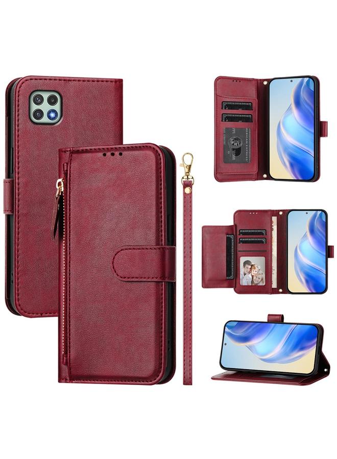 S-TOP Case For Samsung Galaxy A22 5G / F42 5G Multi-Card Slots Zipper Wallet Leather Phone Case - Image 1