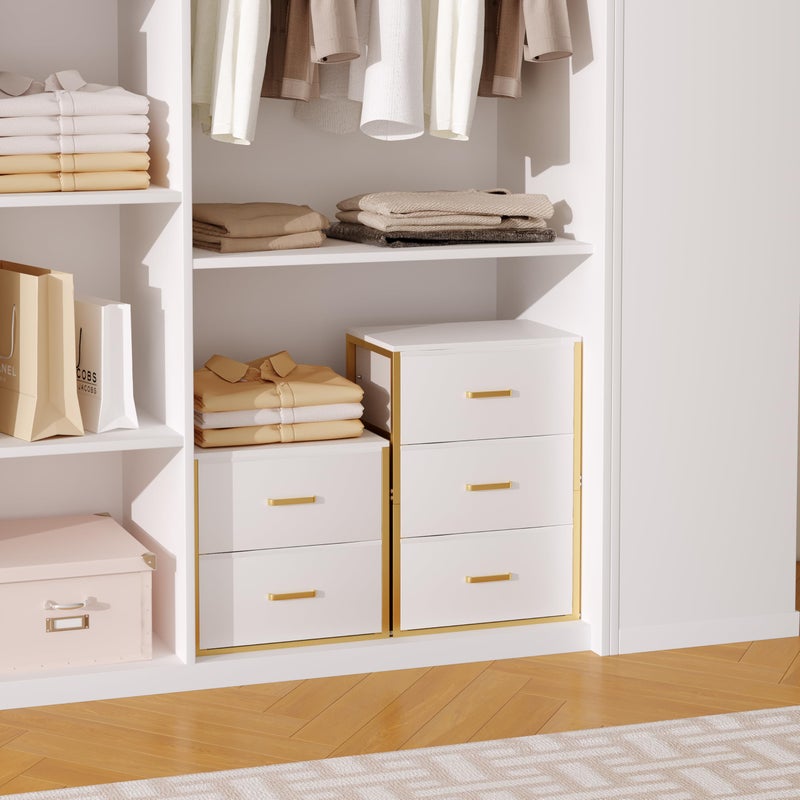 Qzzsmy Stackable Storage Drawers, Closet Drawer Organizers and Storage, Fabric White 2 Drawer Dresser for Bedroom, Dorm, Office, Living Room, Under Bed (2 Drawers) - Image 2