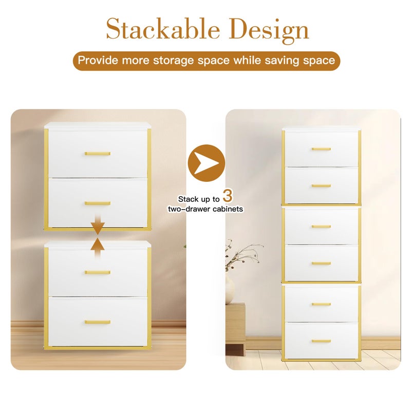 Qzzsmy Stackable Storage Drawers, Closet Drawer Organizers and Storage, Fabric White 2 Drawer Dresser for Bedroom, Dorm, Office, Living Room, Under Bed (2 Drawers) - Image 4