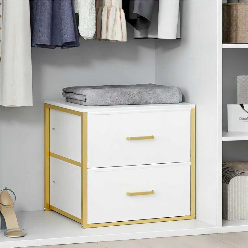 Qzzsmy Stackable Storage Drawers, Closet Drawer Organizers and Storage, Fabric White 2 Drawer Dresser for Bedroom, Dorm, Office, Living Room, Under Bed (2 Drawers) - Image 1