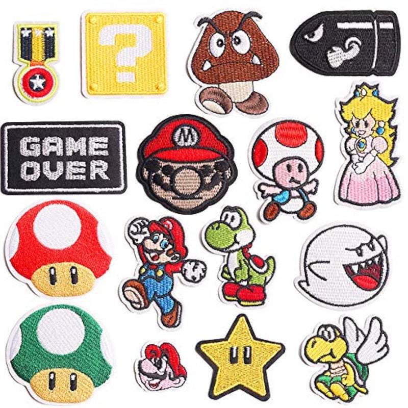 Decorative Patches16pcs Iron On Patches for Clothing Embroidered Sew On Super Cute Cartoon Anime Patches for Kids Jackets Shirts Backpacks