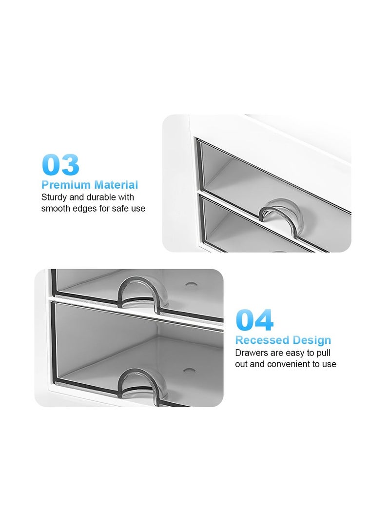Desk Organiser, Desk Supplies Organiser with 4 Drawers, Desktop Stationery Storage Box, Space Saving Desk Organiser Drawers, Pen Pot Desk Storage Organiser, for Office Home School (White) - Image 4