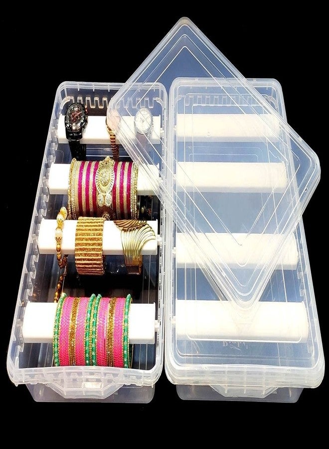 NAITIK CREATION منظم أساور قابل للتعديل من نايتيك كرييشن، 4 قضبان | صندوق تخزين أساور للنساء | صندوق بلاستيكي للأساور ومنظم مجوهرات، شفاف (1) - Image 3