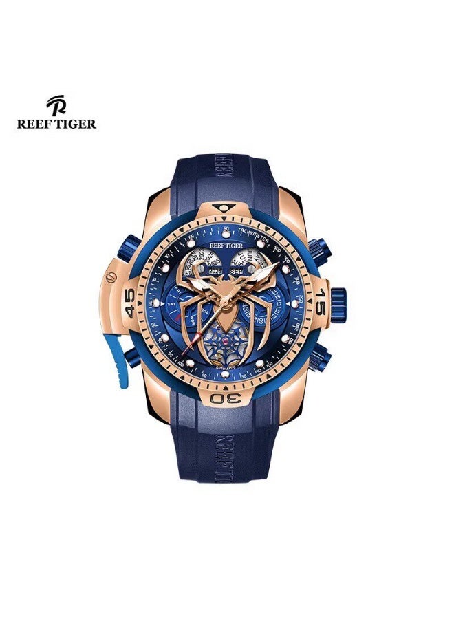 REEF TIGER high-end brand watch, fully automatic mechanical men's watch, fashionable waterproof night light large dial watch - Image 1