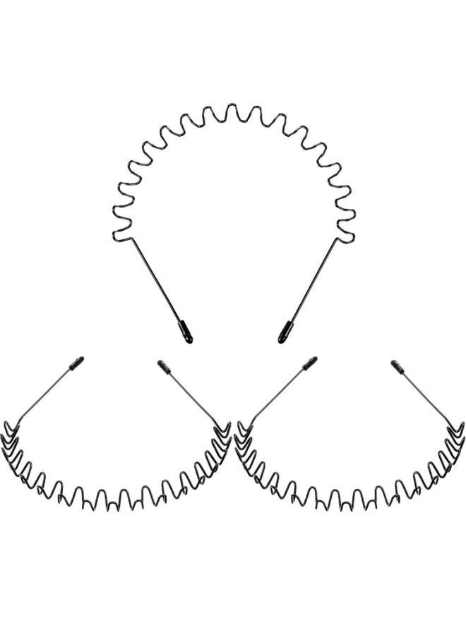 3 حزمة حزمة معدنية الرأس للرجال يونيسكس، موجة سلكية زيغزاغ الربيع الرياضة الأزياء الرأس، غير انزلاق الشعر حلقة، ملحقات الشعر - Image 3
