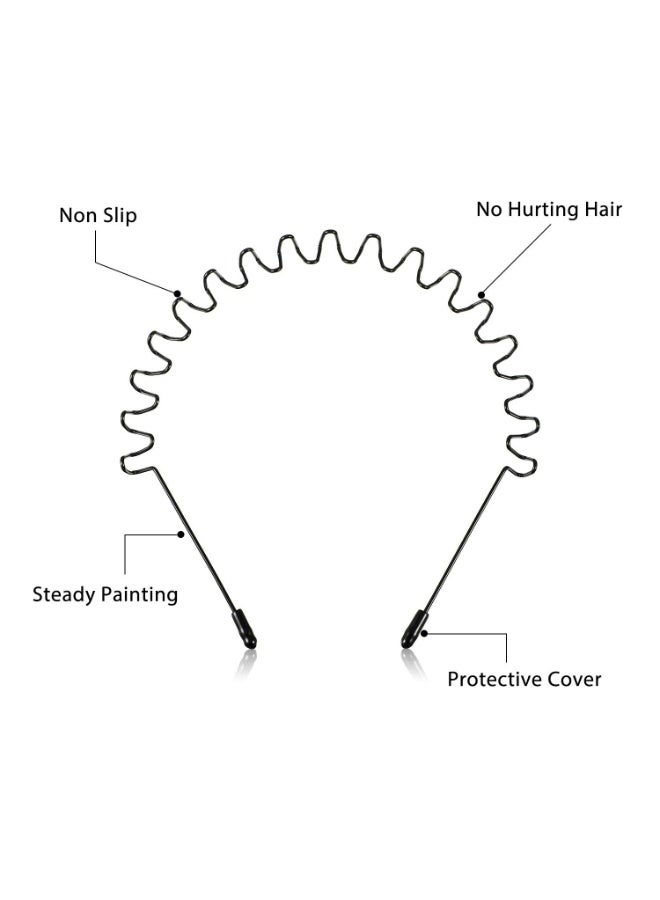 3 حزمة حزمة معدنية الرأس للرجال يونيسكس، موجة سلكية زيغزاغ الربيع الرياضة الأزياء الرأس، غير انزلاق الشعر حلقة، ملحقات الشعر - Image 1