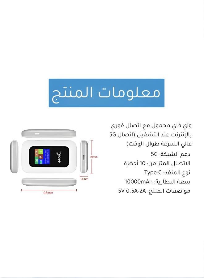 راوتر واي فاي محمول فائق السرعة متعدد الاستخدامات للسيارة والسفر مع شاشة ملونة ودعم شريحة SIM - Image 3