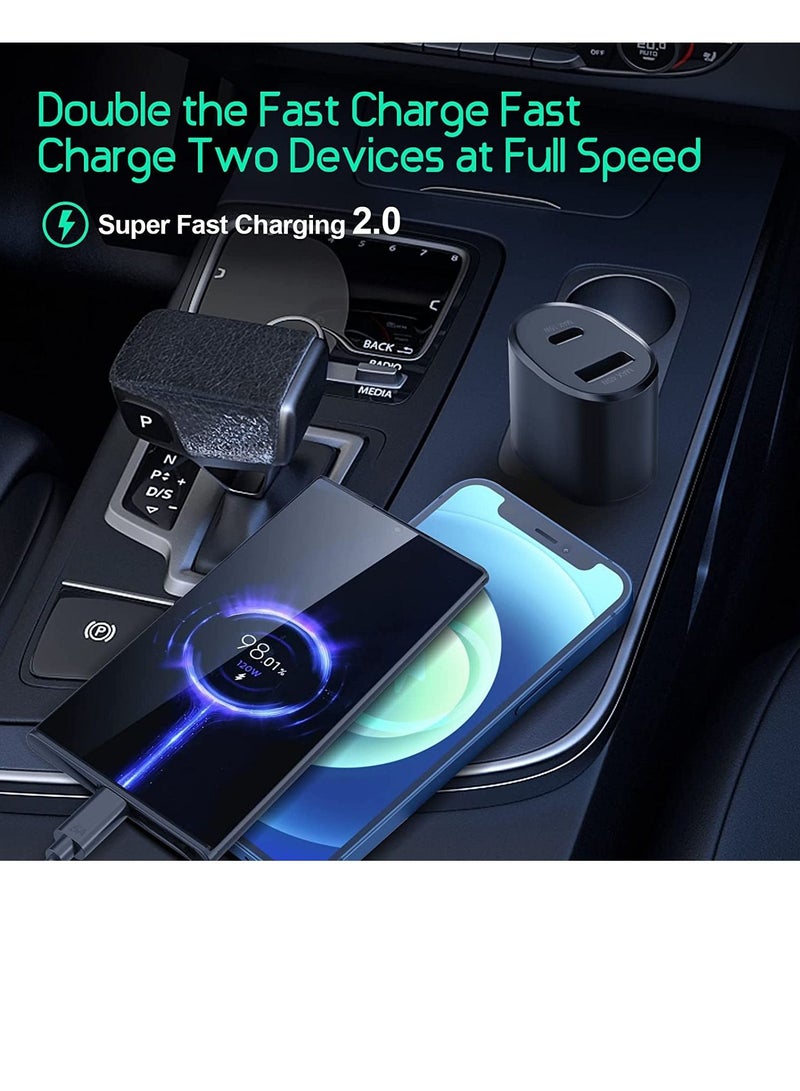 GENNEXT Super Fast 2.0 Dual Port Car Charger With Type-C Cable Black - Image 3