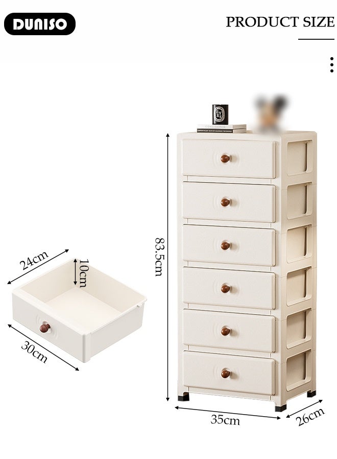 DUNISO Multipurpose Plastic 6-Drawer Storage Cabinet for Kitchen, Bathroom, Bedroom,Kitchen,Living Room,Office,Multifunctional Waterproof Design 6-Tier Vertical Storage Cabinets With Drawers, Slim Narrow Cabine  - Image 3