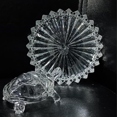 Perfect Pricee Vastu Feng Shui Crystal Turtle on Glass Plate – Clear Crystal Tortoise for Good Luck, Prosperity & Home Harmony - Image 1