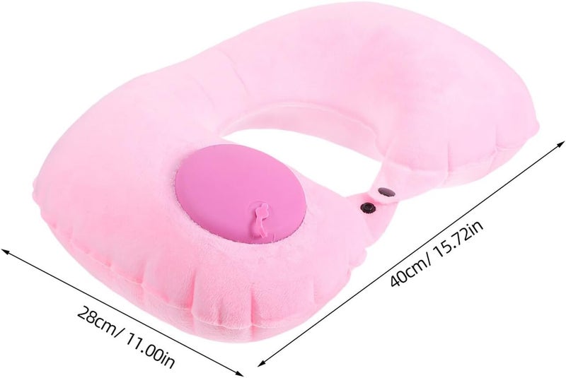 Inflatable U-Shaped Travel Neck Pillow for Women, Portable Airplane Sleep Pillow with Crystal Velvet Cover, Compact Lightweight Neck Support for Air Travel and Train Trips - Image 2