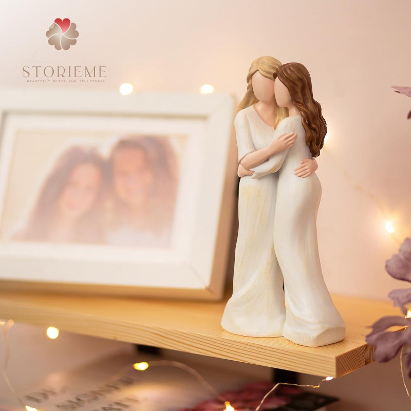 Storieme Sister Birthday Gifts for Women: Heartfelt Hugging Figurine Statue - Unique Sentimental Keepsake Present for Sisters Best Friend - Premium Resin Art Decor (7.7") - Image 5