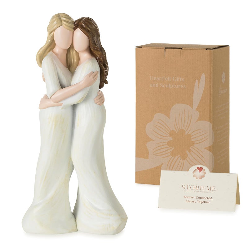Storieme Sister Birthday Gifts for Women: Heartfelt Hugging Figurine Statue - Unique Sentimental Keepsake Present for Sisters Best Friend - Premium Resin Art Decor (7.7") - Image 1