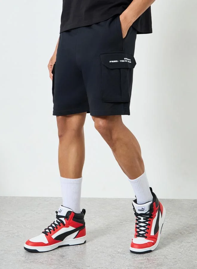 Styli Men Printed Cargo Pocket Shorts