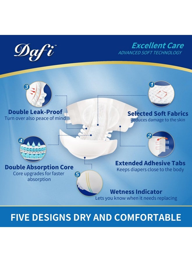 DAFI Absorption Update Adult Diapers, Medium Disposable Incontinence Briefs with Tabs, Nursing Diapers, Urine Leak Resistant, Breathable, Overnight Bladder Control, 18 Count