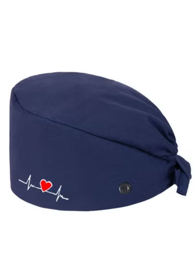 TLAXCA 2 Pack Surgical Caps Unisex Dental Stomatologist Operating Room Nurse Caps Adjustable Elastic Nursing Caps with Buttons and Sweatband Fluffy Cotton Hats  - Image 2