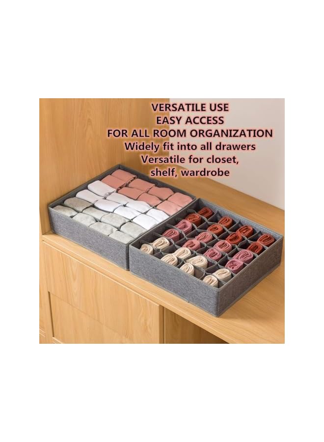 Green Tiger 3 Pack Socks Underwear Drawer Organizers,64 Cell Underwear Organizer Dividers,Foldable Cabinet Closet Organizers,Storage Boxes,For erorexng Socks,Underwear,Ties(16+24+24 Cell,Gray) - Image 5