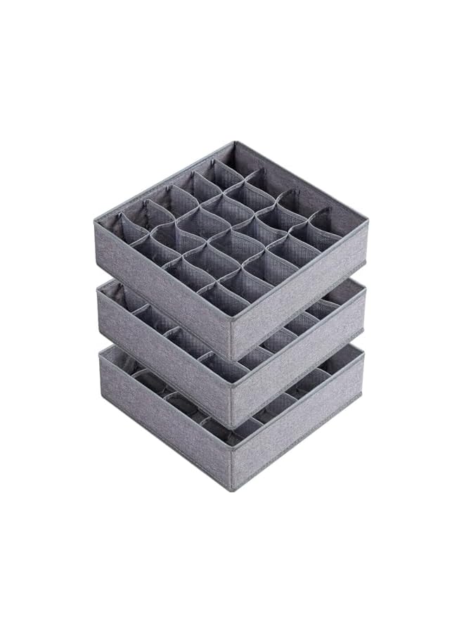 Green Tiger 3 Pack Socks Underwear Drawer Organizers,64 Cell Underwear Organizer Dividers,Foldable Cabinet Closet Organizers,Storage Boxes,For erorexng Socks,Underwear,Ties(16+24+24 Cell,Gray) - Image 3