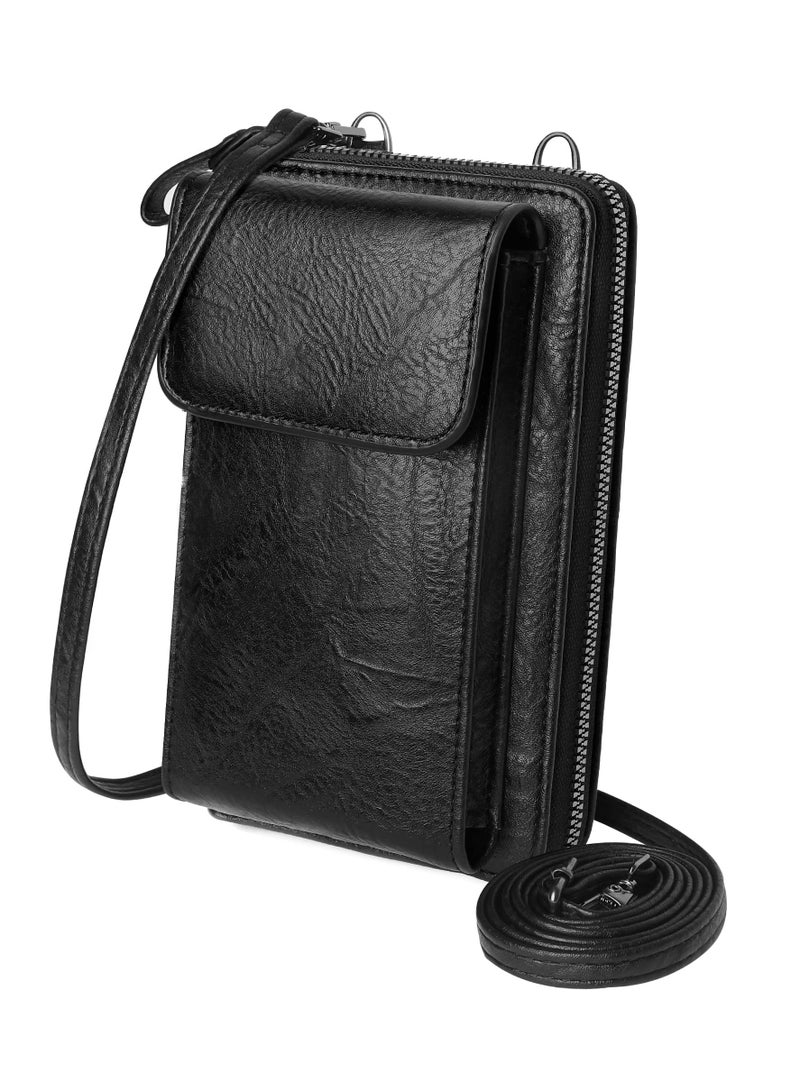 Small PU Leather Crossbody Bag Cell Phone Purse Wallet Wristlet Card Clutch with Card Slot - Image 1