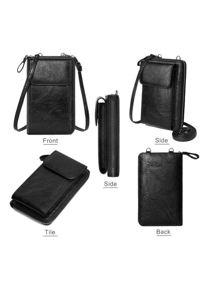 Small PU Leather Crossbody Bag Cell Phone Purse Wallet Wristlet Card Clutch with Card Slot - Image 2