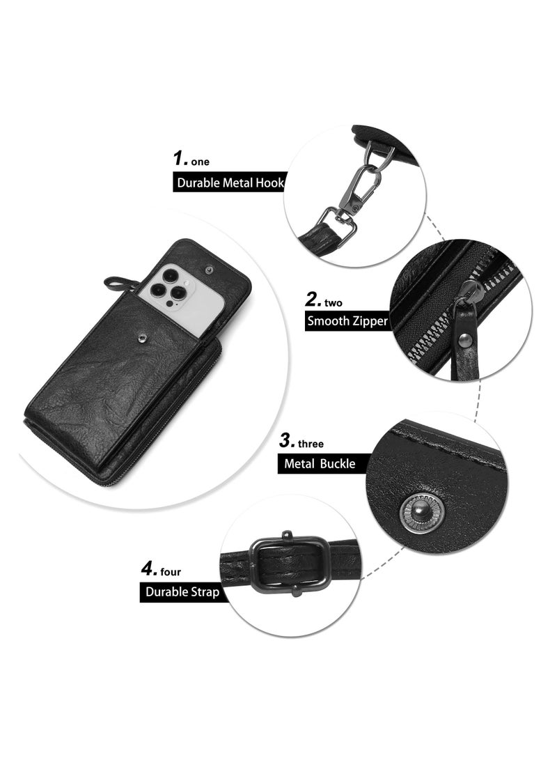 Small PU Leather Crossbody Bag Cell Phone Purse Wallet Wristlet Card Clutch with Card Slot - Image 3