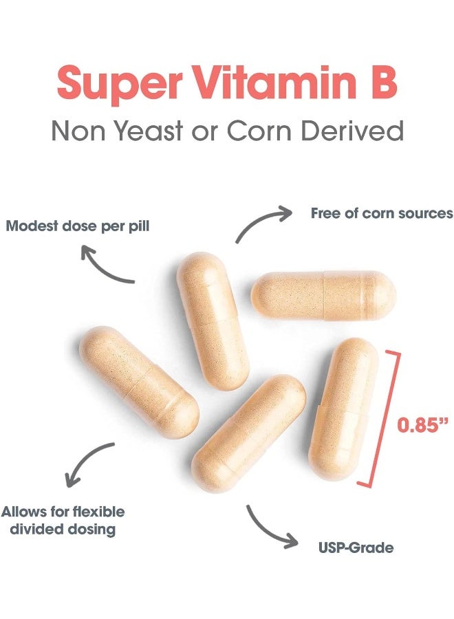 Allergy Research Group Super Vitamin B Complex - Vitamin B for Men & Women, Vitamin B Supplement, Vitamin B12, Vitamin B6, Vegetarian Capsules, Corn-Free, Yeast-Free - 120 Count - Image 5