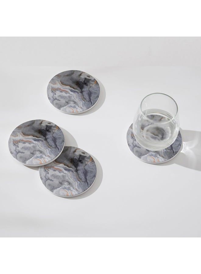 Hoomey Set of 6 Abstract Dark Blue Marble Coasters with Holder, Absorbent Ceramic Coasters for Drinks, Coasters with Cork Backing for Table Protection, Housewarming Gifts for New Home - Image 3