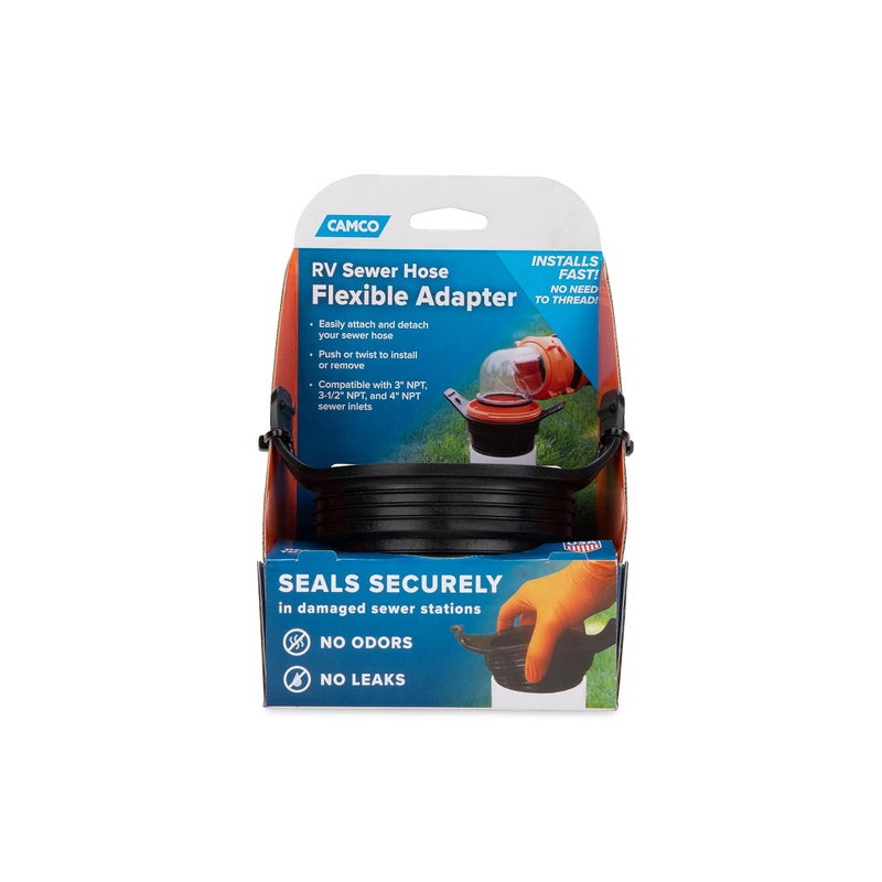 Camco Camco Flexible 3-in-1 Sewer Adapter Hose Seal -Flexible Fitting That Makes Connection to a Sewer Inlet Simple and Less Hands On! (39318), Black  - Image 5