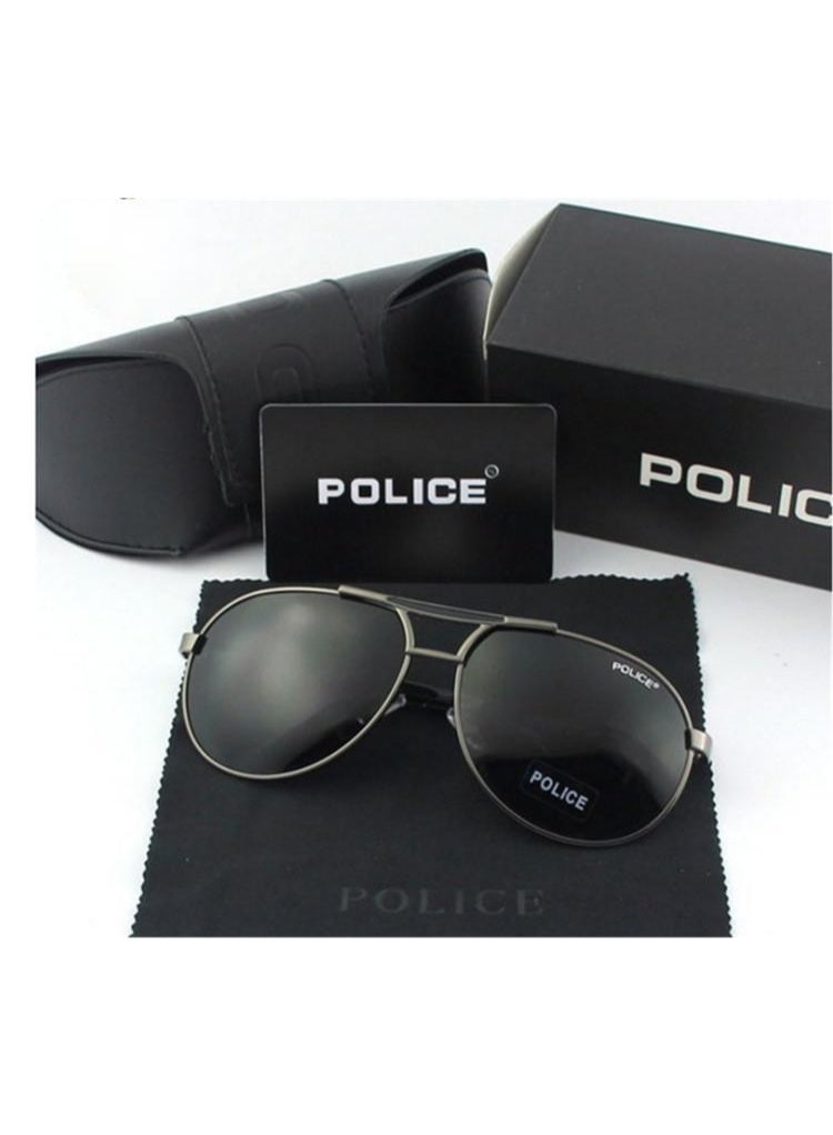 POLICE New Fshion High Quality Men's Sun Polarized Glasses,Cycling Sunglasses, Protects You from UV Rays Metal High-end Sunglasses Black Frame Black Gold - Image 1