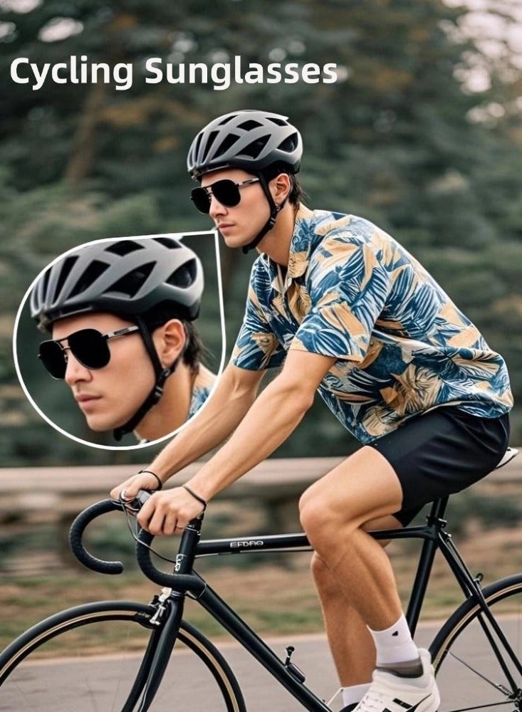 POLICE New Fshion High Quality Men's Sun Polarized Glasses,Cycling Sunglasses, Protects You from UV Rays Metal High-end Sunglasses Black Frame Black Gold - Image 3