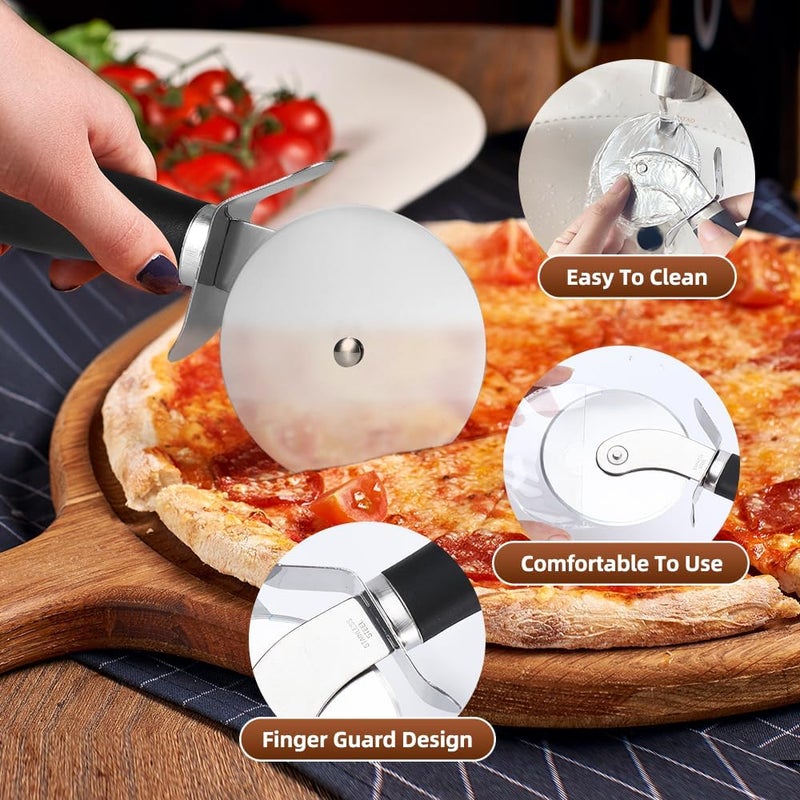 SCHVUBENR Premium Pizza Cutter Wheel - Ultra Sharp Stainless Steel Pizza Slicer with Non-Slip Soft Grip Handle - Multi-Purpose Cutter for Pizza, Dough & Pastry - Dishwasher Safe, Easy to Clean - Black - Image 4