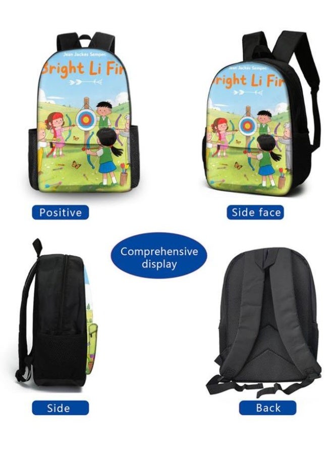 Bright Li Fire Three-piece set of cartoon bags, easily cope with various occasions (students, children, friends' outings, mountain climbing, schooling, etc.) | Backpack + hand-held + stationery bag | School season/holiday gifts - 96 - Image 3