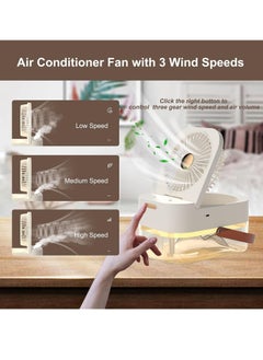 Generic Rechargeable Portable Air Conditioner Fan Mini Evaporative Air Cooler with 7 Colors LED Light 1/2/3 H Timer 3 Wind Speeds and 3 Spray Modes for Office Home  - Image 3