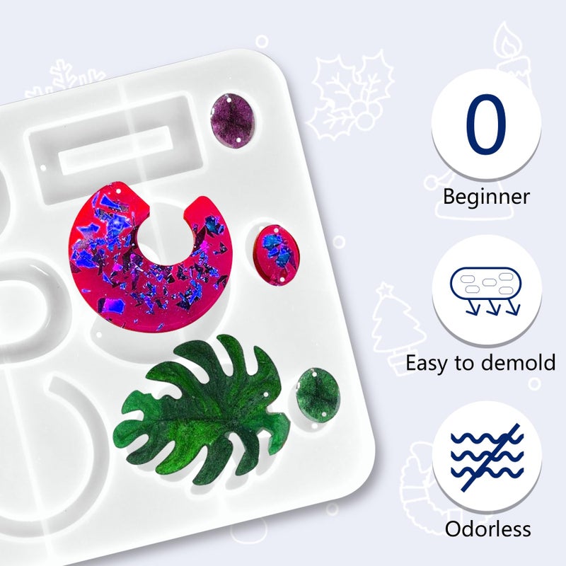IGaiety طقم IGaiety من الراتنج لصنع المجوهرات مع قوالب سيليكون - طقم بداية 278 قطعة مع راتنج الإيبوكسي وقوالب السيليكون للفن لصنع المجوهرات DIY - أقراط، سلسلة مفاتيح، قلائد، خواتم للبالغين والمبتدئين - Image 5