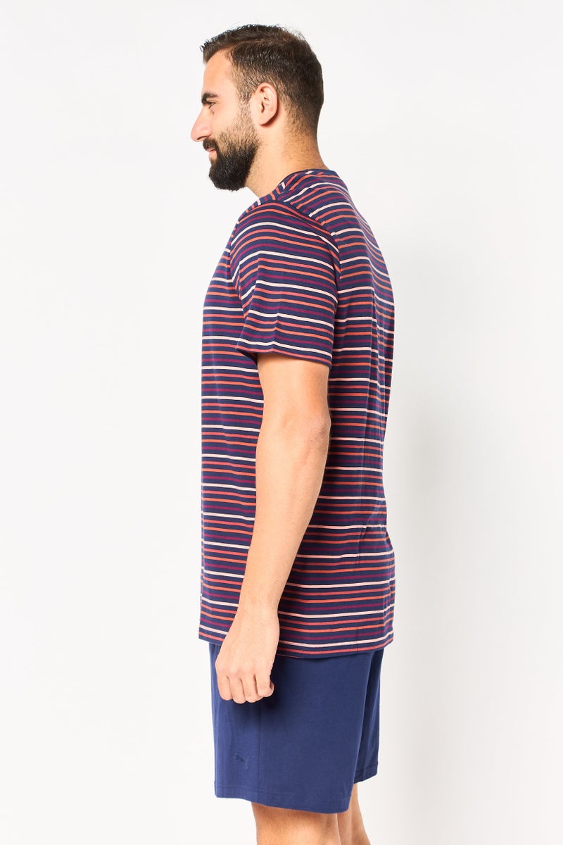PUMA Men 2 Pieces Stripe T-Shirt And Shorts Pajama Set, Multicolor - Image 3
