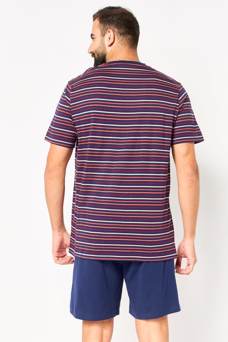 PUMA Men 2 Pieces Stripe T-Shirt And Shorts Pajama Set, Multicolor - Image 4