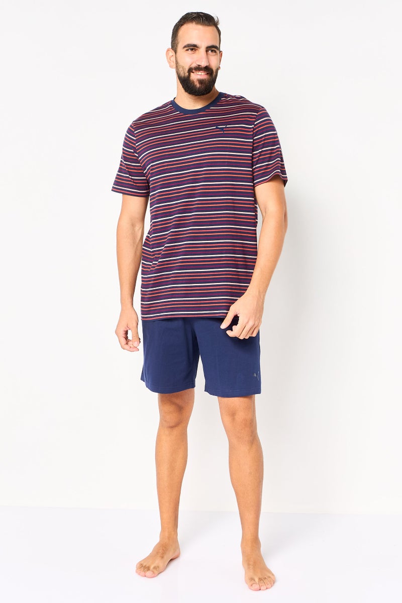 PUMA Men 2 Pieces Stripe T-Shirt And Shorts Pajama Set, Multicolor - Image 2