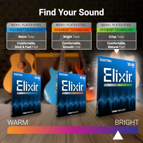 Elixir Strings, Electric Guitar Strings, Nickel Plated Steel with OPTIWEB Technology, Longest-Lasting Crisp Tone with Comfortable Feel, 8 String Set, Light 10-74 - Image 3