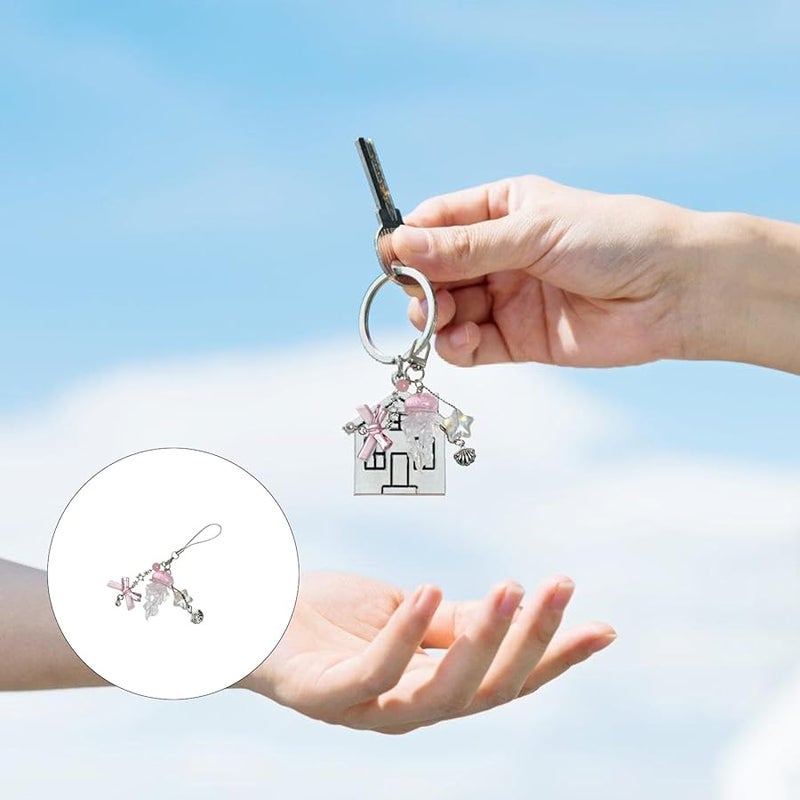 سلسلة مفاتيح ساحرة على شكل قنديل البحر متلألئة، مصنوعة من الراتنج والسبائك، هدية مثالية لحقيبة السفر أو المحفظة. - Image 3