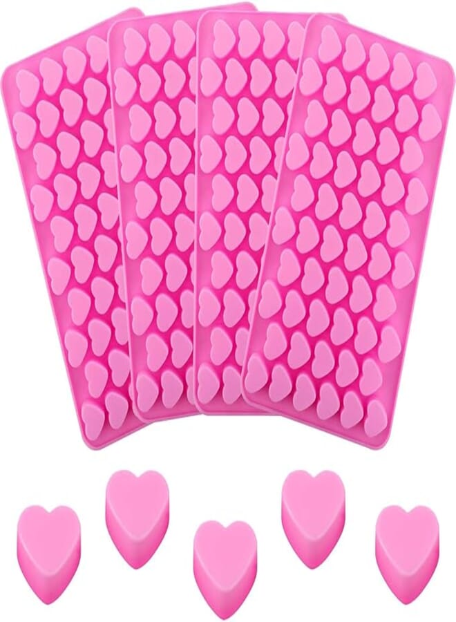SIMUR 4Pack 55 Mini Hearts Silicon Cake Mould Sweet Hearts Silicone Chocolate Cookie Mould Baking Valentine Jelly