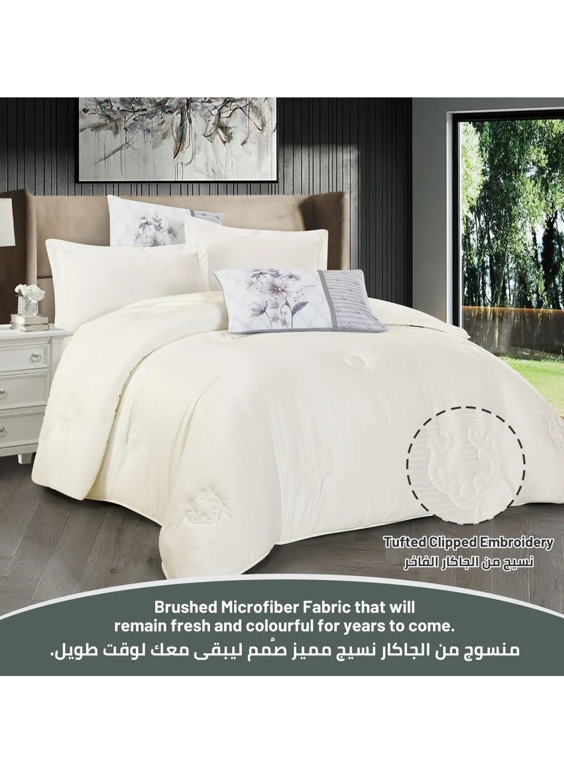 دوناتيلا طقم لحاف 4 قطع مقاس واحد فاخر مخطط صلب طقم سرير مطرز معنقدة يناسب 120*200 سم (350 جرام لكل متر مربع) مع حشوة بديلة لأسفل ، أبيض فاتح