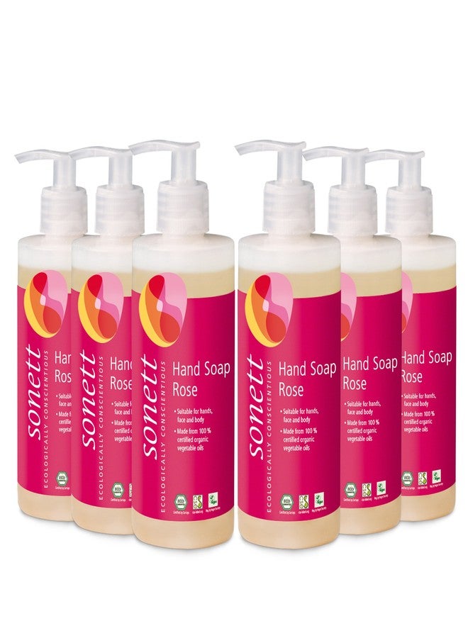 Sonett Organic Hand Liquid Soap Rose body care suitable for hands, face and body (Rose, 6 Count) Certified Organically Grown - Image 1