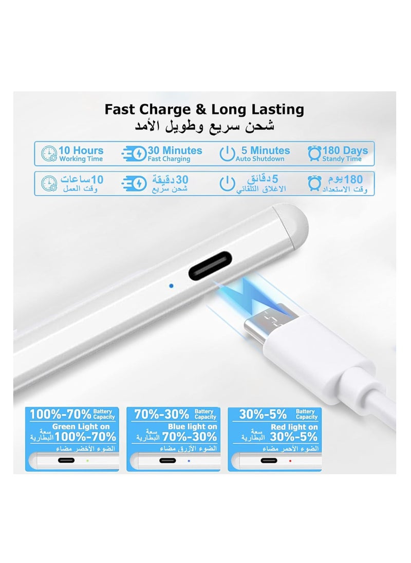 Generic - Stylus Pen for iPad 9th 10th Generation with Palm Rejection Stylus Compatible Apple 【2018-2022 All Generations】iPad 6 &&& 7 8 9 10 Pro 11 12.9 inch Mini 5 6 Air 3 4 White - Image 1