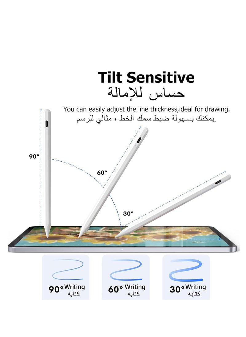 Generic - Stylus Pen for iPad 9th 10th Generation with Palm Rejection Stylus Compatible Apple 【2018-2022 All Generations】iPad 6 &&& 7 8 9 10 Pro 11 12.9 inch Mini 5 6 Air 3 4 White - Image 1