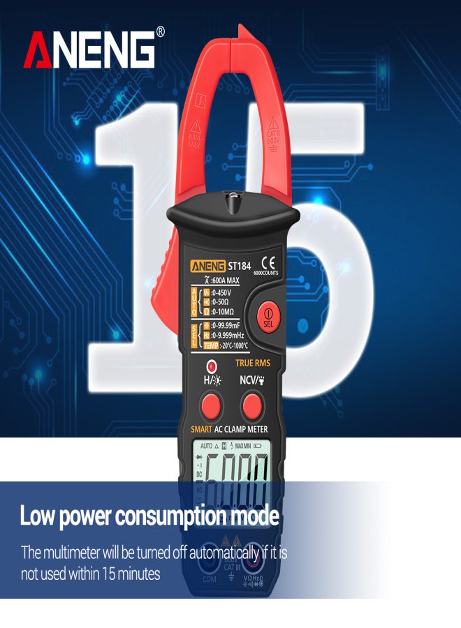 ANENG ANENG True RMS Digital Multimeter Clamp Meter DC/AC Voltage Detector AC Amp Meter with Ohm Capacitance NCV Continuity Diode Hertz Temperature Tester - Image 2